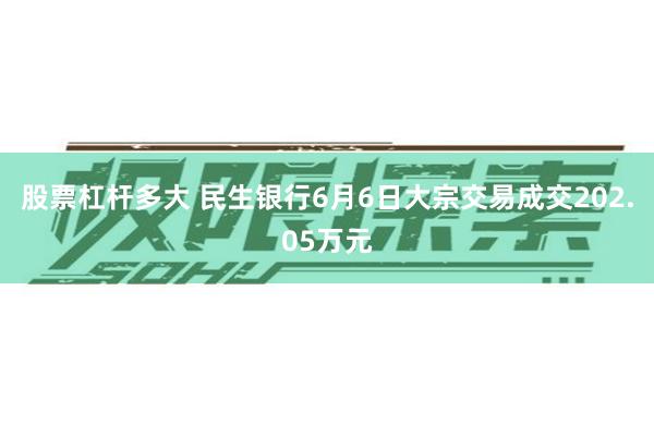 股票杠杆多大 民生银行6月6日大宗交易成交202.05万元