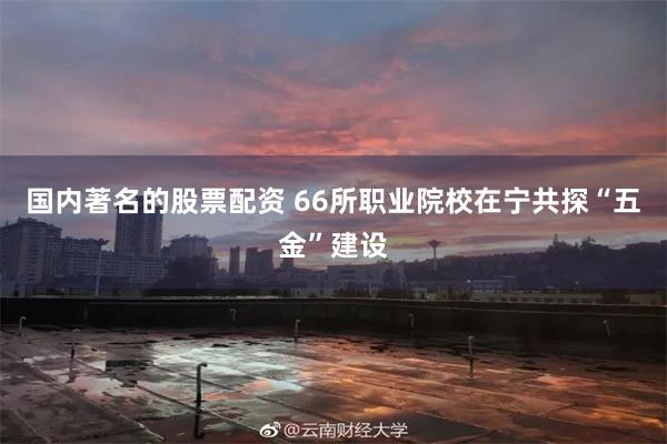 国内著名的股票配资 66所职业院校在宁共探“五金”建设